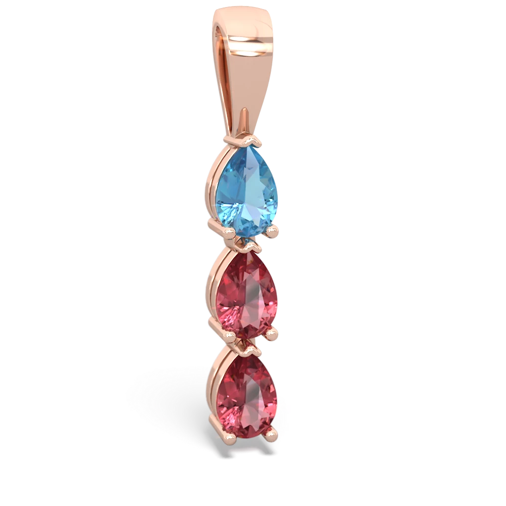 Blue Topaz Dew Drops 14K Rose Gold pendant P2251