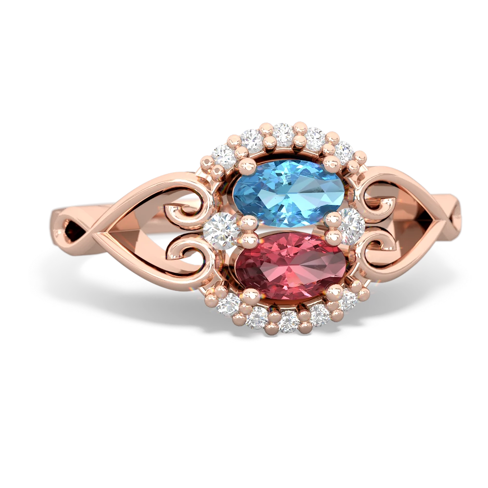 Blue Topaz Love Nest 14K Rose Gold ring R5860