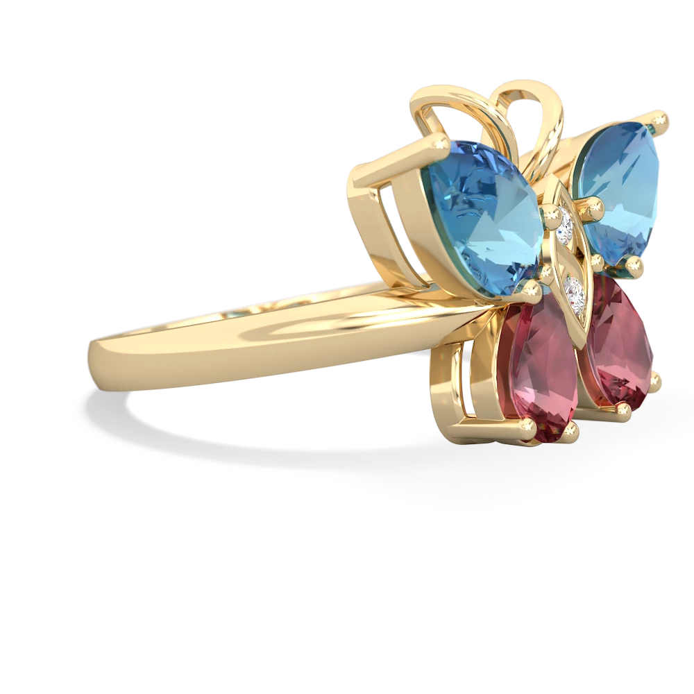 Blue Topaz Butterfly 14K Yellow Gold ring R2215