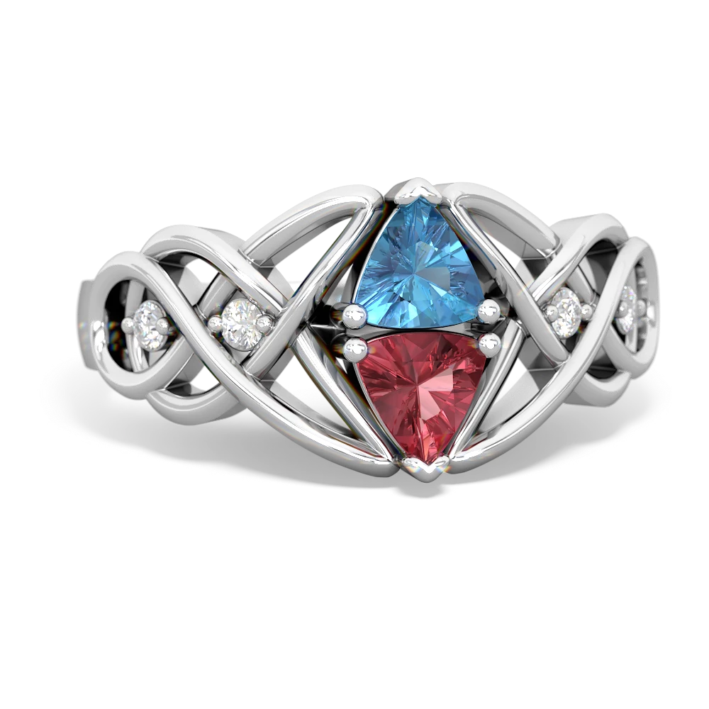 Blue Topaz Keepsake Celtic Knot 14K White Gold ring R5300