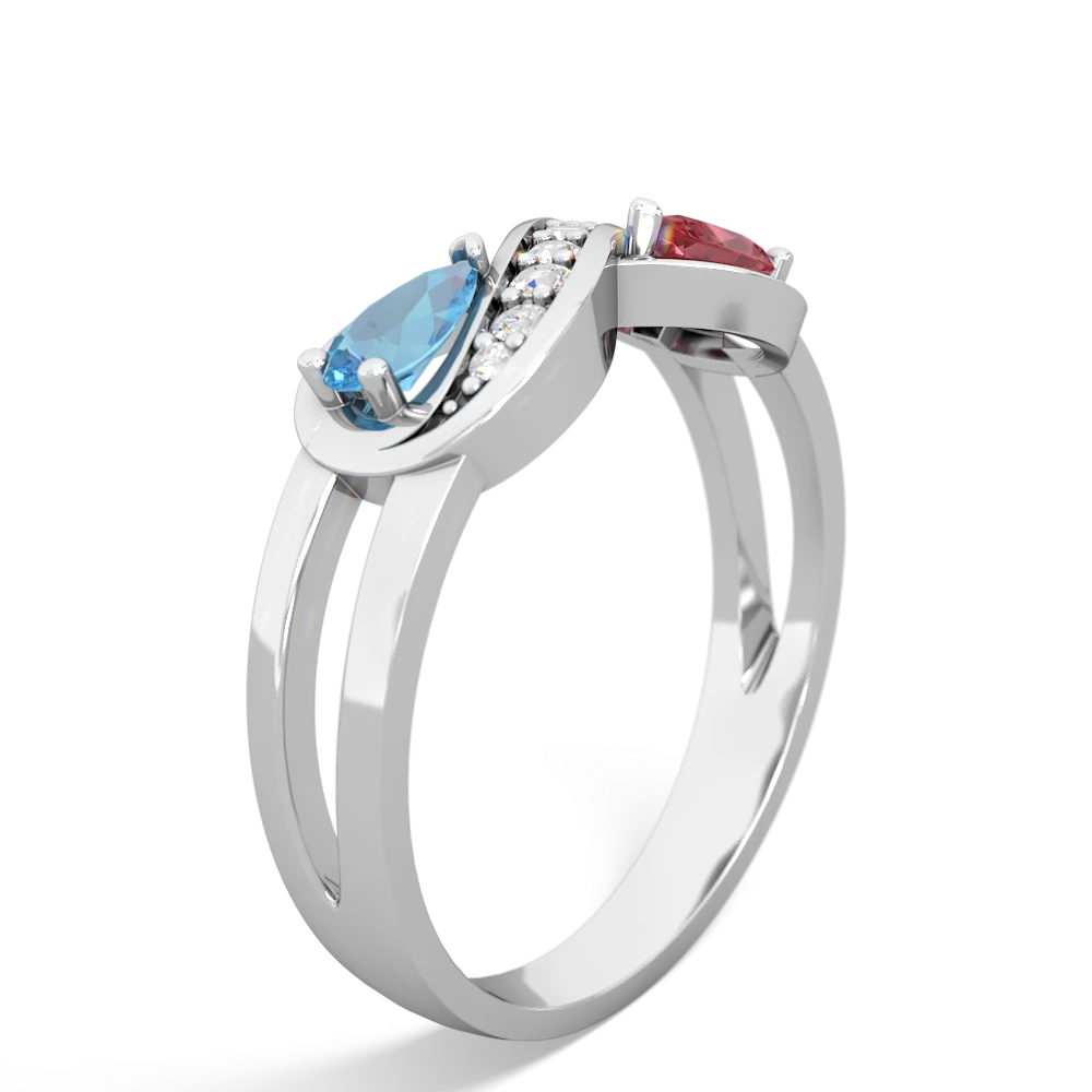 Blue Topaz Diamond Infinity 14K White Gold ring R5390