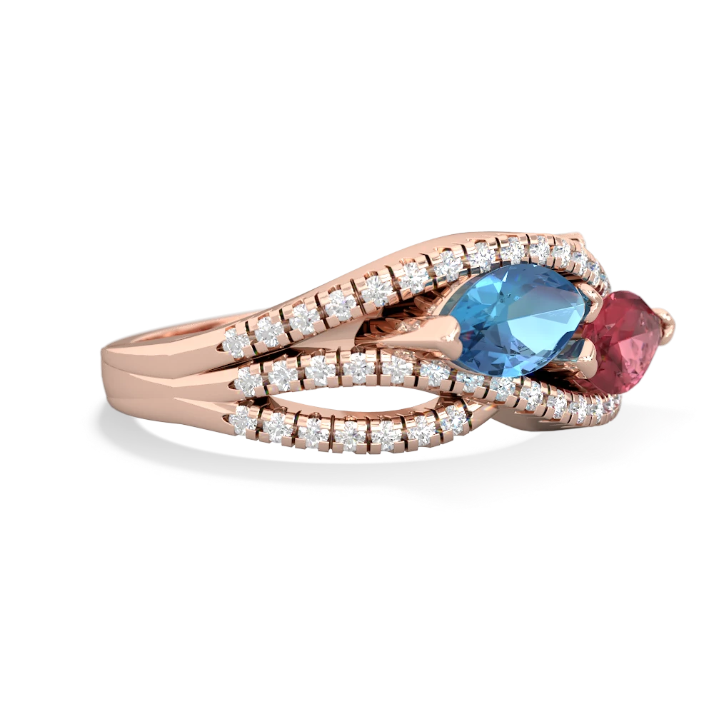 Blue Topaz Diamond Rivers 14K Rose Gold ring R3070