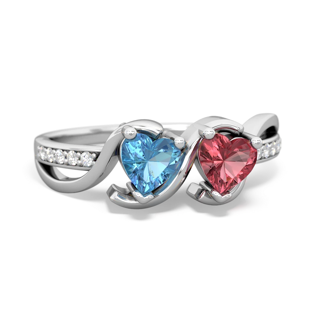 Blue Topaz Side By Side 14K White Gold ring R3090