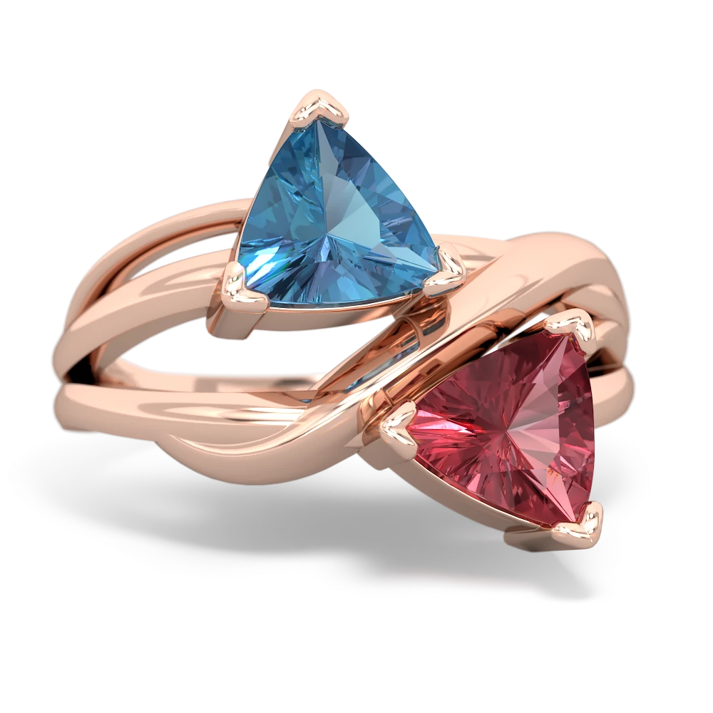 Blue Topaz Split Band Swirl 14K Rose Gold ring R2341