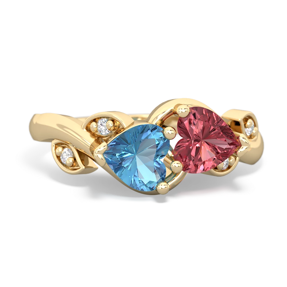 Blue Topaz Floral Elegance 14K Yellow Gold ring R5790