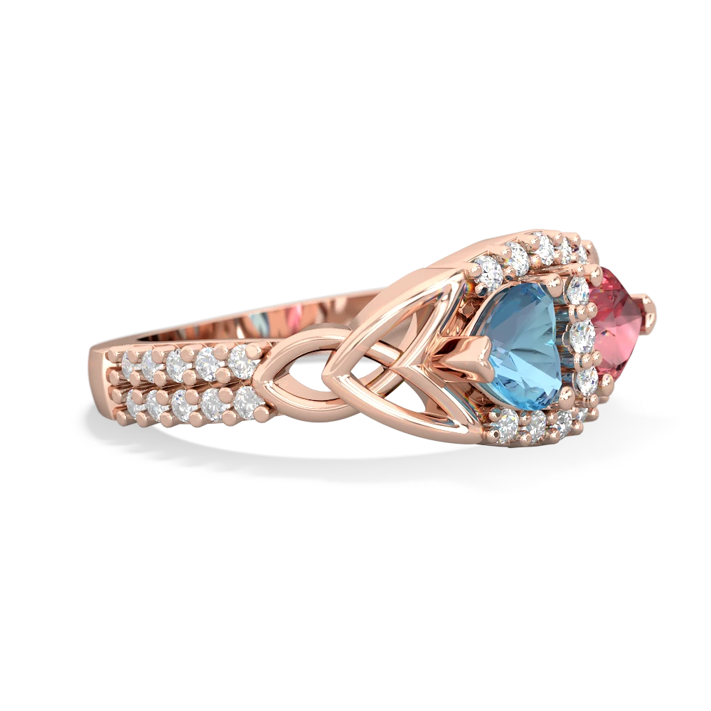 Blue Topaz Sparkling Celtic Knot 14K Rose Gold ring R2645