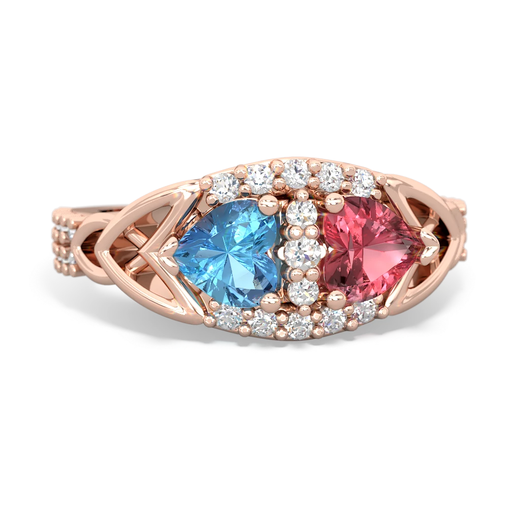 Blue Topaz Sparkling Celtic Knot 14K Rose Gold ring R2645