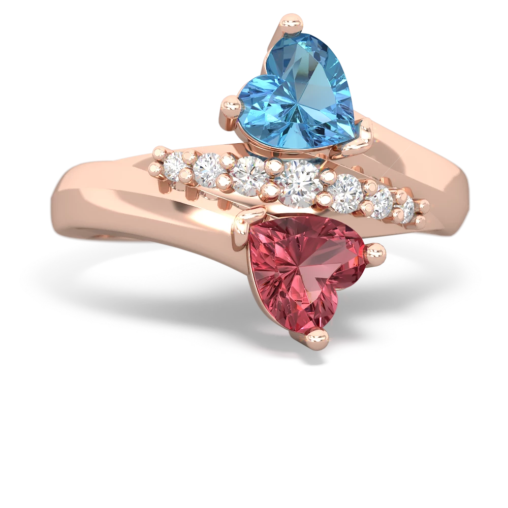 Blue Topaz Heart To Heart 14K Rose Gold ring R2064