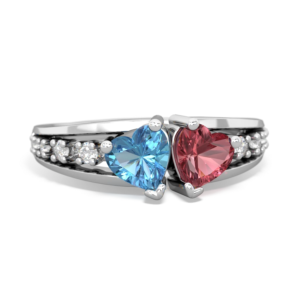 Blue Topaz Heart To Heart 14K White Gold ring R3342