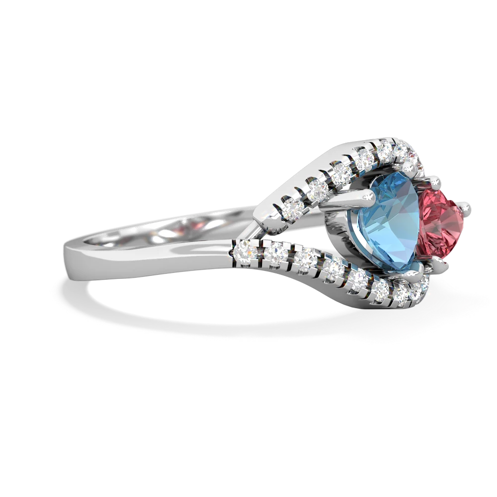 Blue Topaz Mother And Child 14K White Gold ring R3010