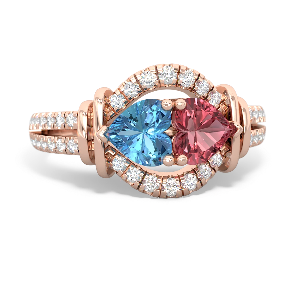 Blue Topaz Art-Deco Keepsake 14K Rose Gold ring R5630