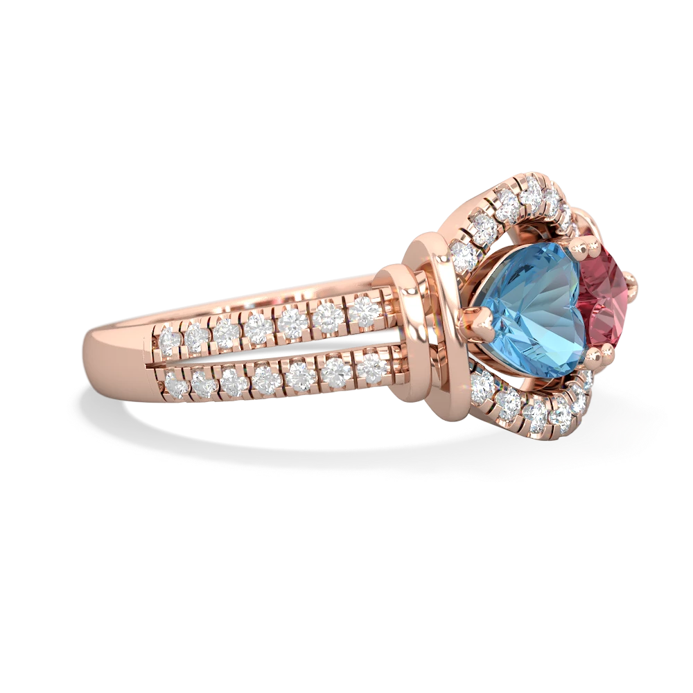 Blue Topaz Art-Deco Keepsake 14K Rose Gold ring R5630