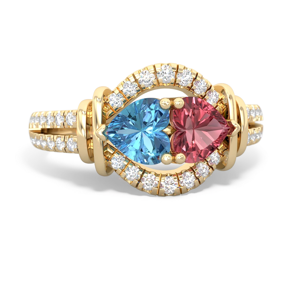 Blue Topaz Art-Deco Keepsake 14K Yellow Gold ring R5630