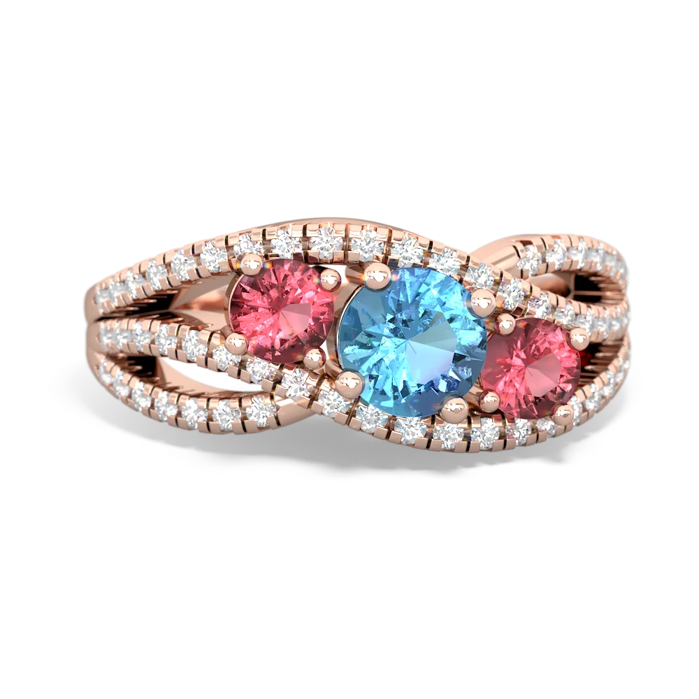 Blue Topaz Three Stone Aurora 14K Rose Gold ring R3080