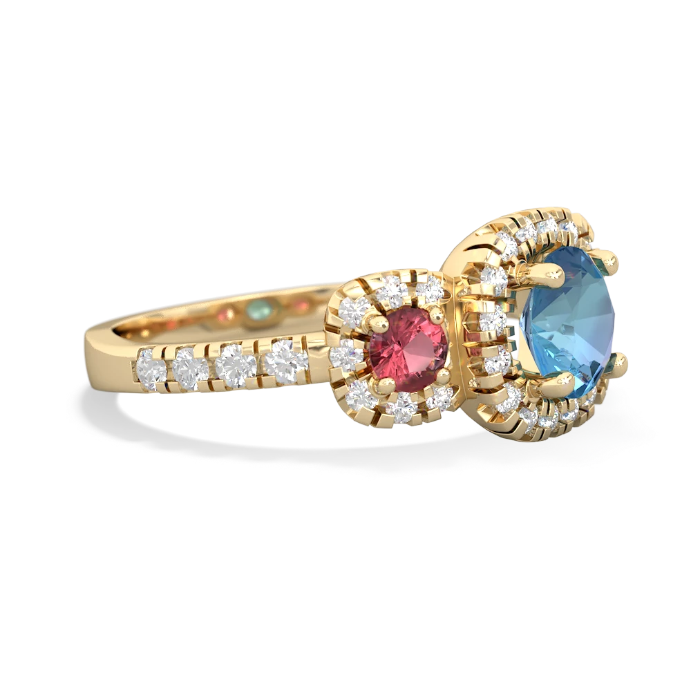 Blue Topaz Regal Halo 14K Yellow Gold ring R5350