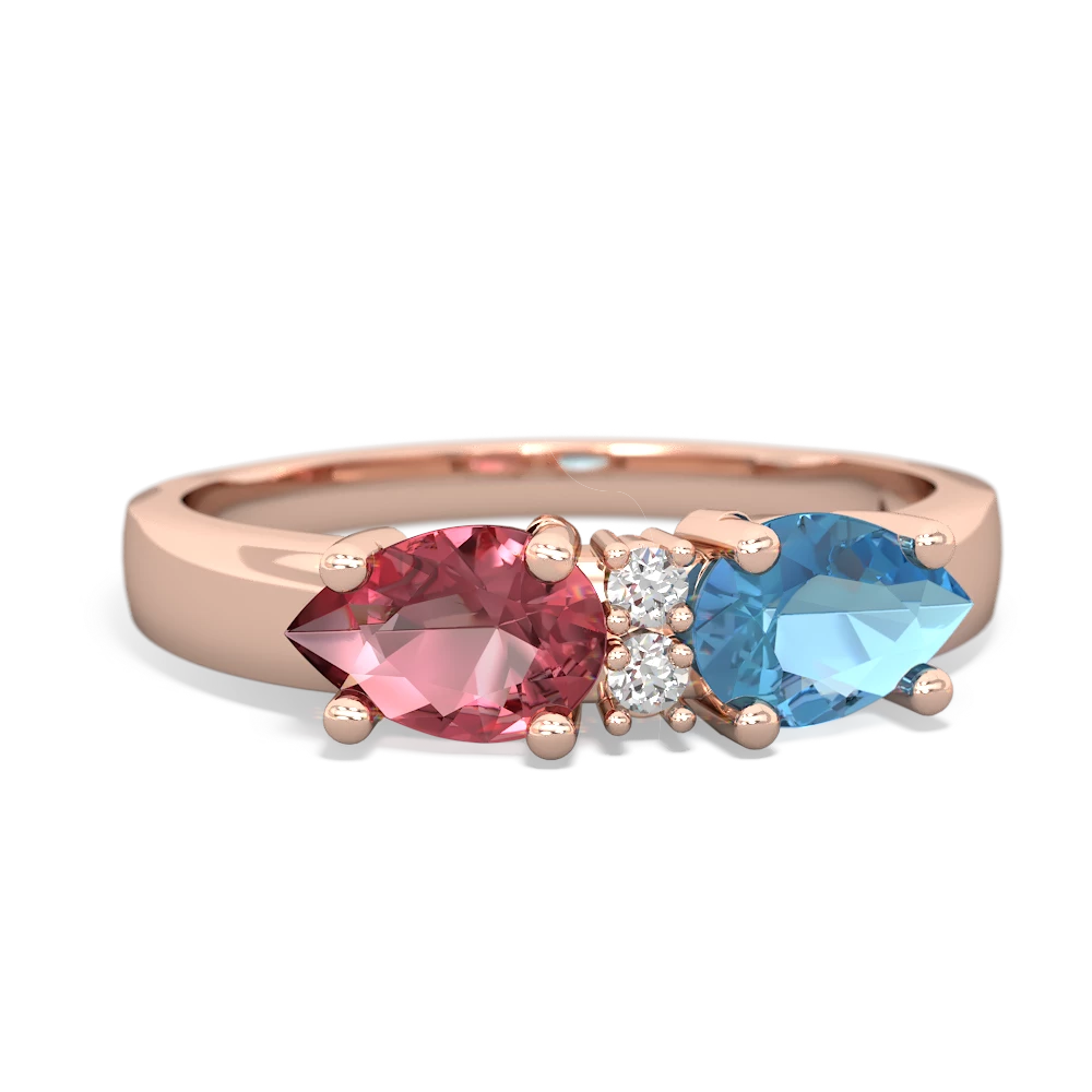 Blue Topaz Pear Bowtie 14K Rose Gold ring R0865