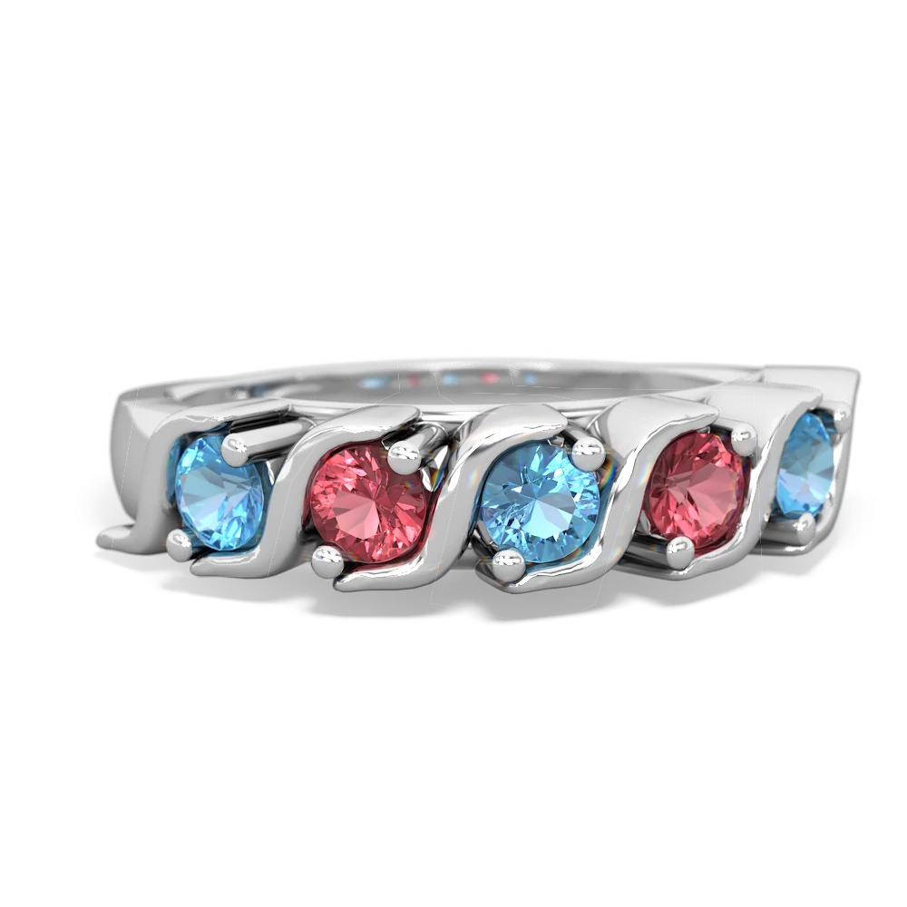 Blue Topaz Anniversary Band 14K White Gold ring R2089