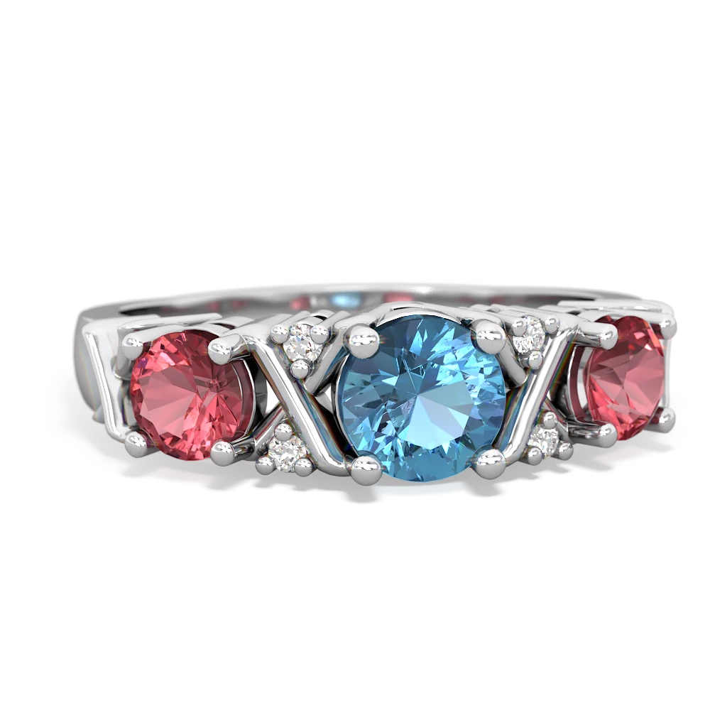 Blue Topaz Hugs And Kisses 14K White Gold ring R5016