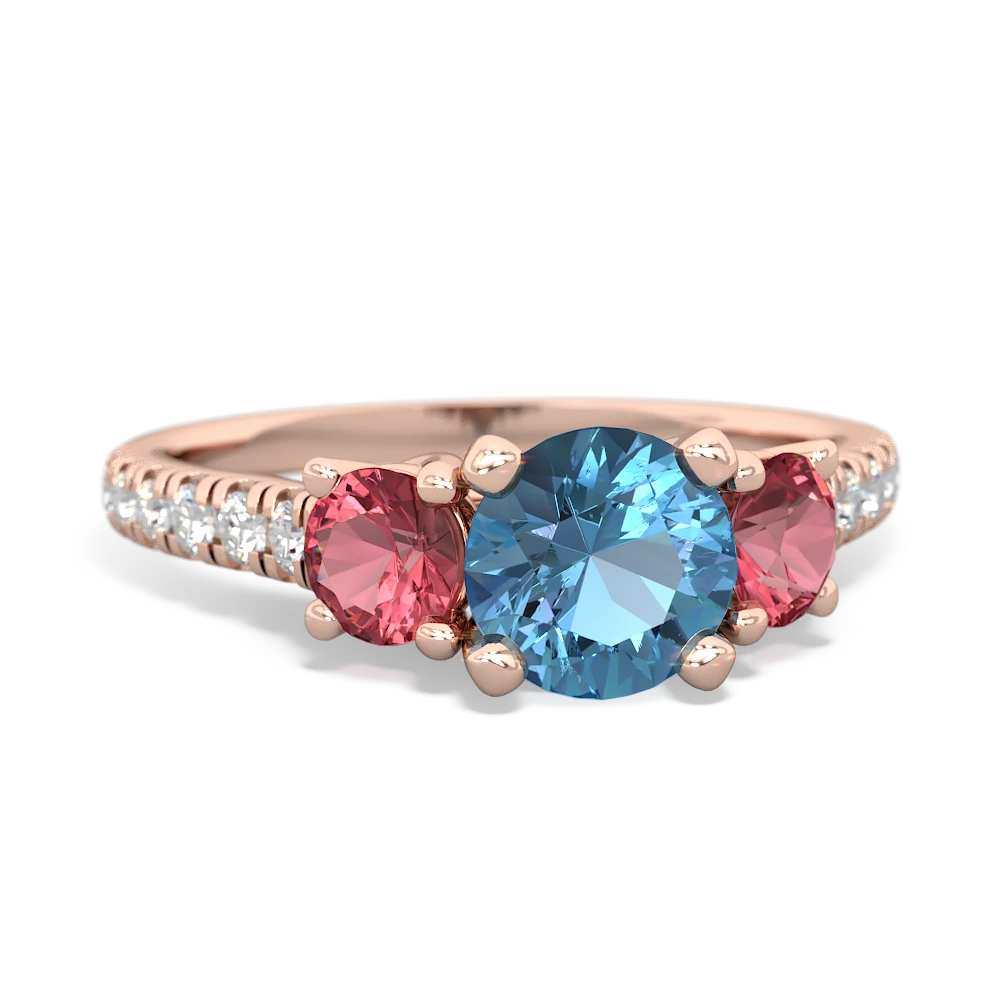 Blue Topaz Pave Trellis 14K Rose Gold ring R5500