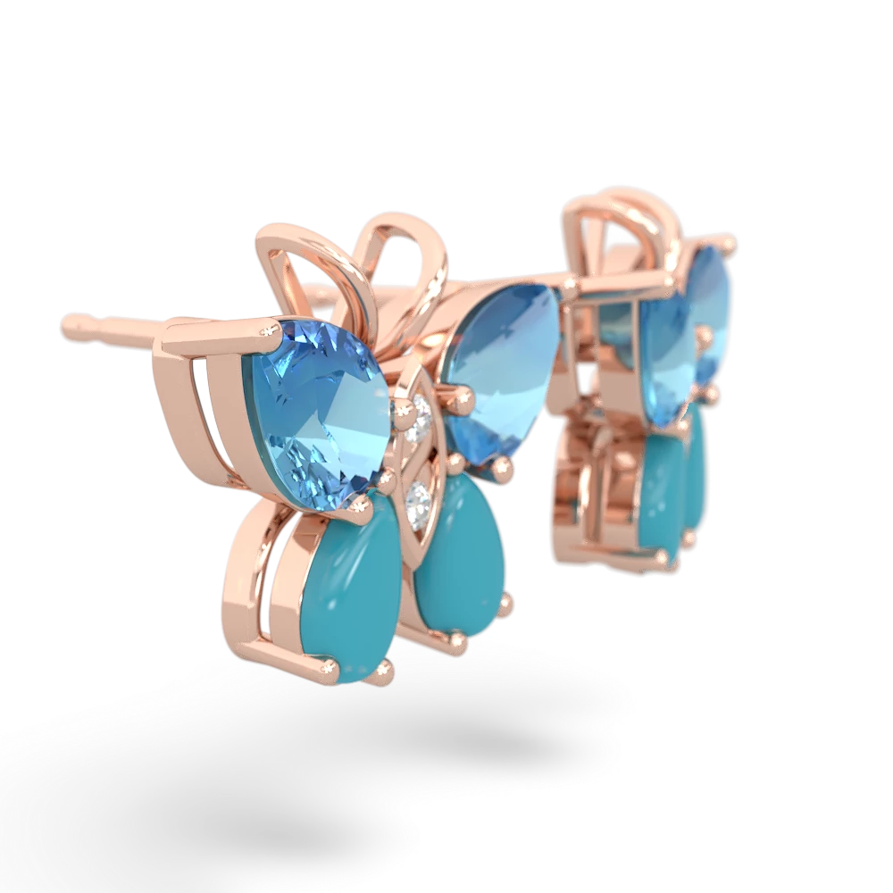 Blue Topaz Butterfly 14K Rose Gold earrings E2215