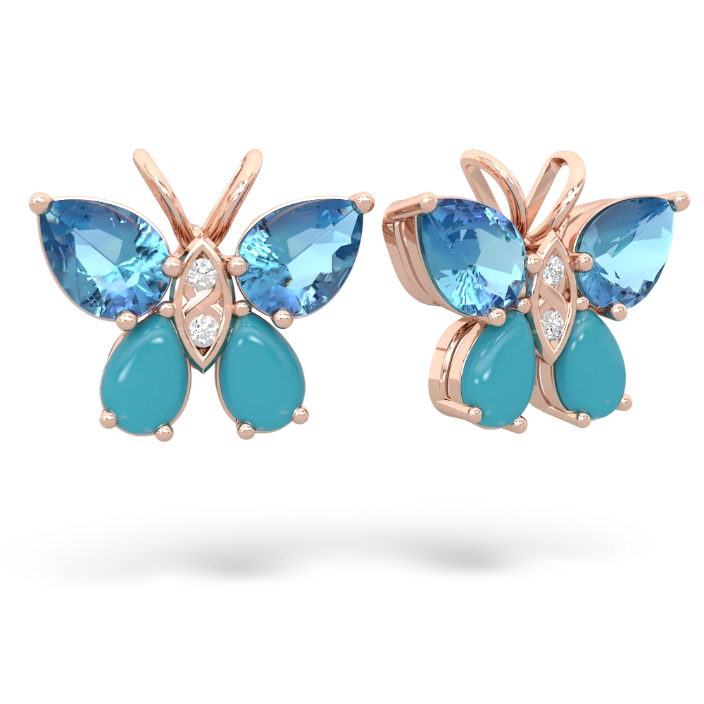 Blue Topaz Butterfly 14K Rose Gold earrings E2215