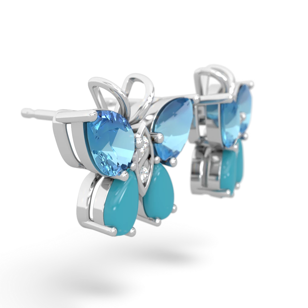 Blue Topaz Butterfly 14K White Gold earrings E2215