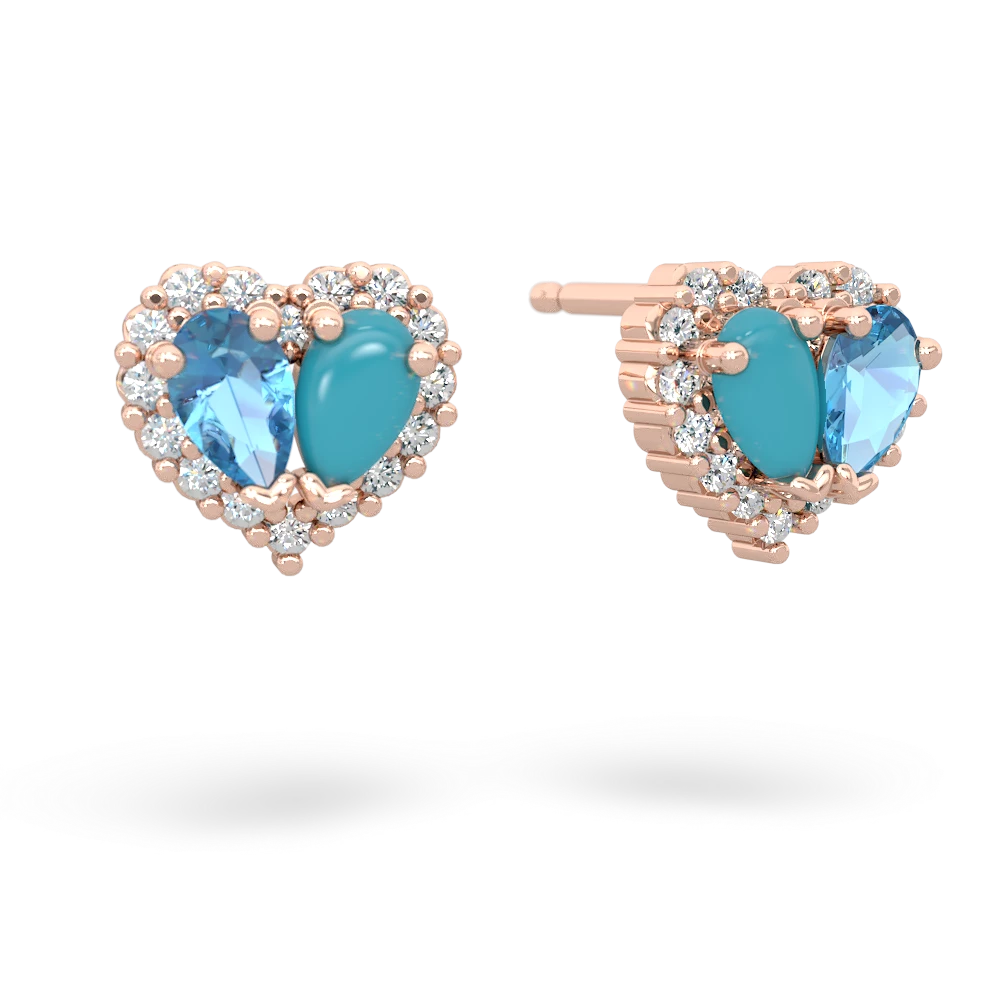 Blue Topaz Halo 14K Rose Gold earrings E7008