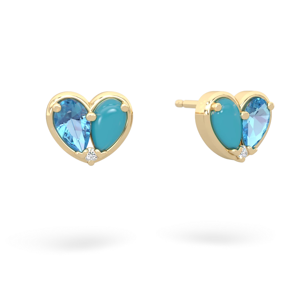 Blue Topaz 'Our Heart' 14K Yellow Gold earrings E5072