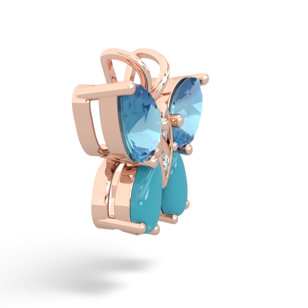 Blue Topaz Butterfly 14K Rose Gold pendant P2215