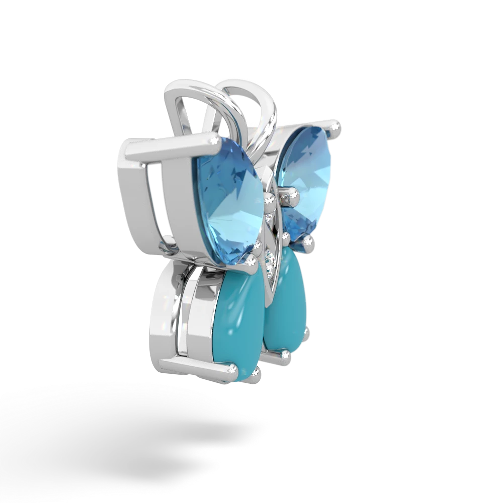 Blue Topaz Butterfly 14K White Gold pendant P2215