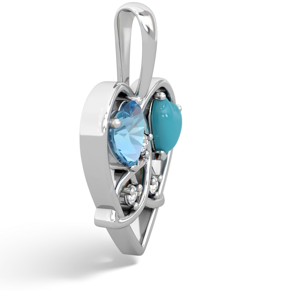 Blue Topaz Celtic Trinity Heart 14K White Gold pendant P5331