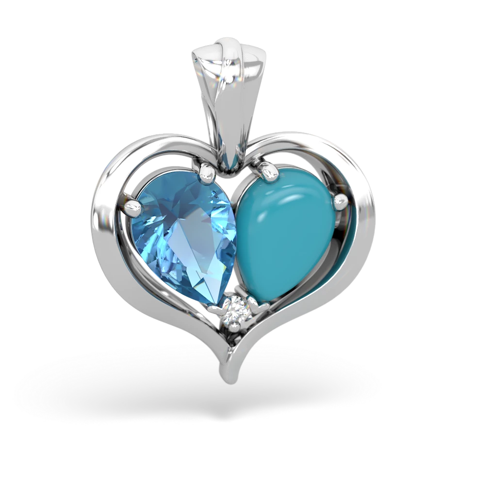 Blue Topaz Two Become One 14K White Gold pendant P5330