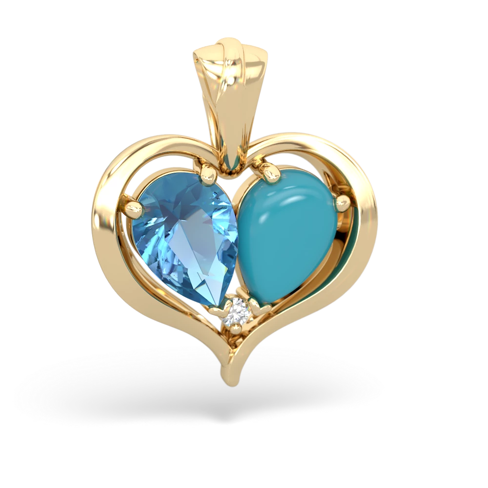 Blue Topaz Two Become One 14K Yellow Gold pendant P5330