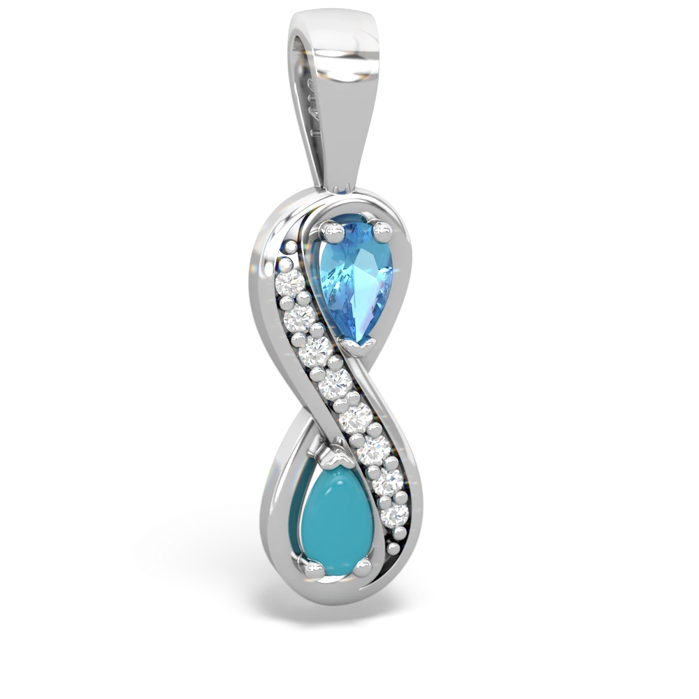 Blue Topaz Diamond Infinity 14K White Gold pendant P5390