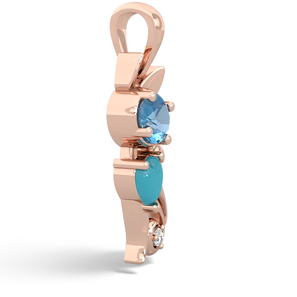 Blue Topaz Kitten 14K Rose Gold pendant P5780