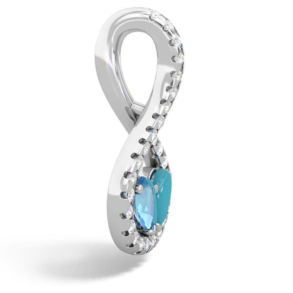 Blue Topaz Pave Twist 'One Heart' 14K White Gold pendant P5360