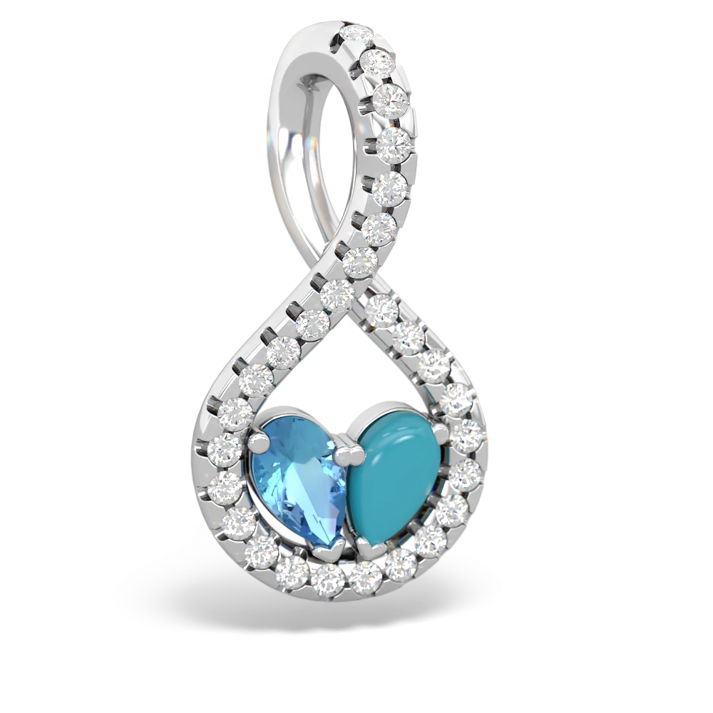 Blue Topaz Pave Twist 'One Heart' 14K White Gold pendant P5360