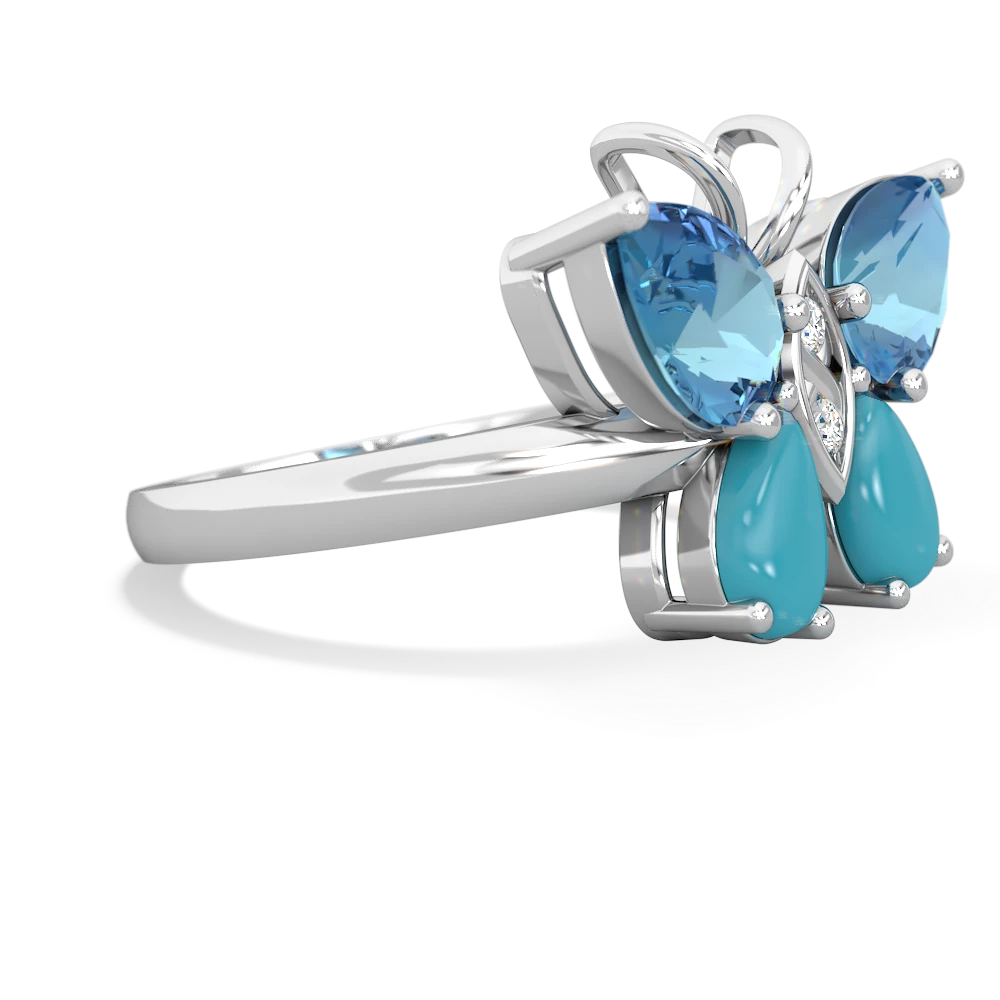 Blue Topaz Butterfly 14K White Gold ring R2215