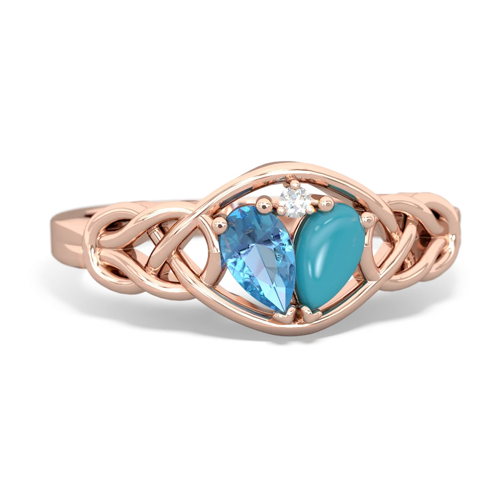 Blue Topaz Celtic Love Knot 14K Rose Gold ring R5420