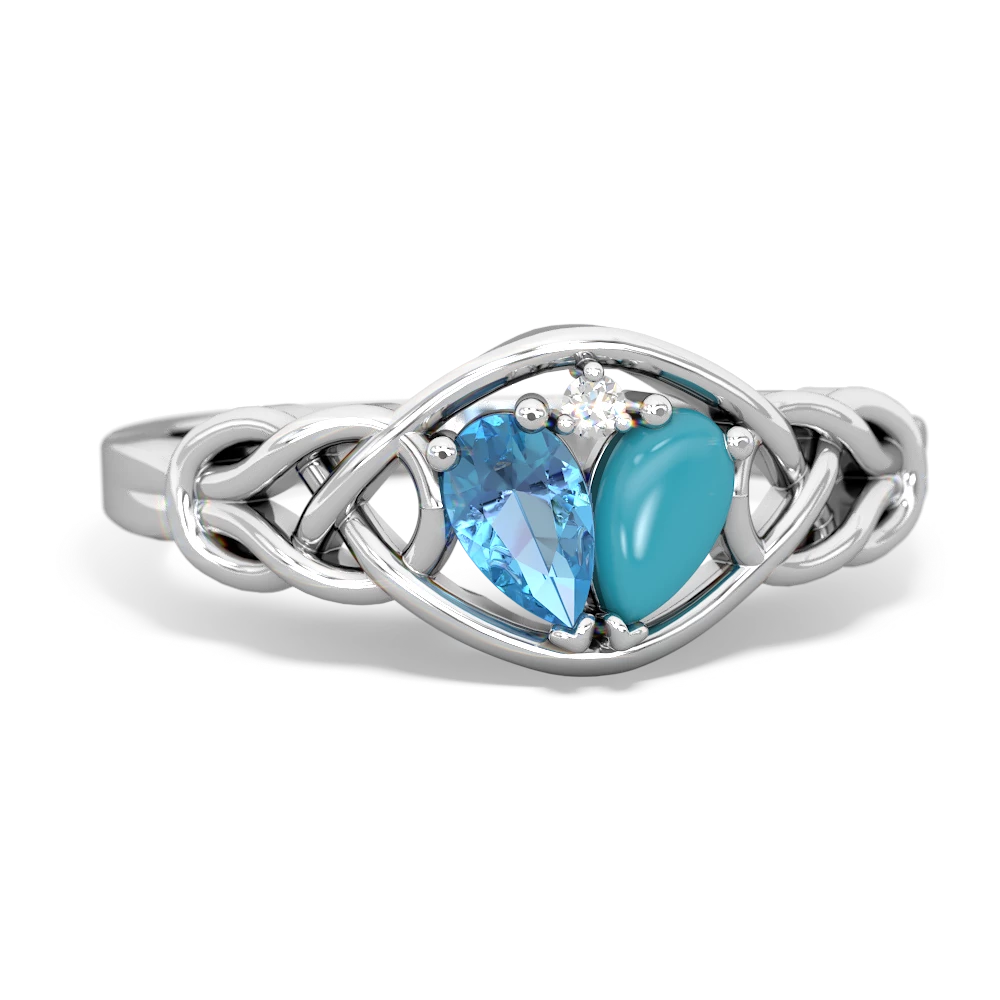 Blue Topaz Celtic Love Knot 14K White Gold ring R5420