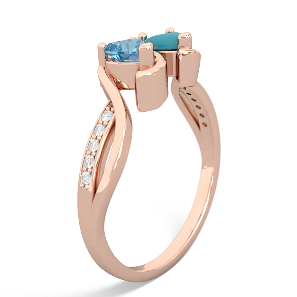 Blue Topaz Side By Side 14K Rose Gold ring R3090