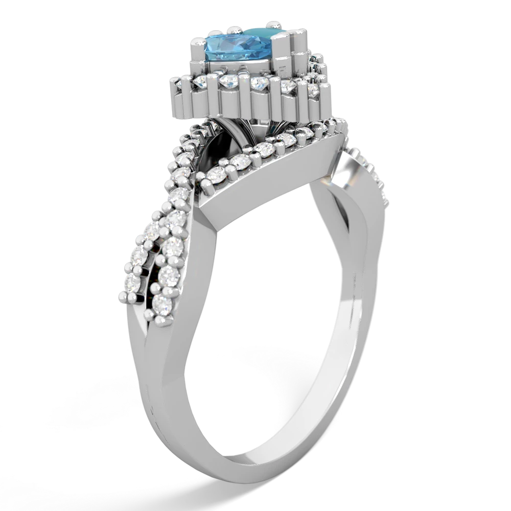 Blue Topaz Diamond Twist 'One Heart' 14K White Gold ring R2640HRT