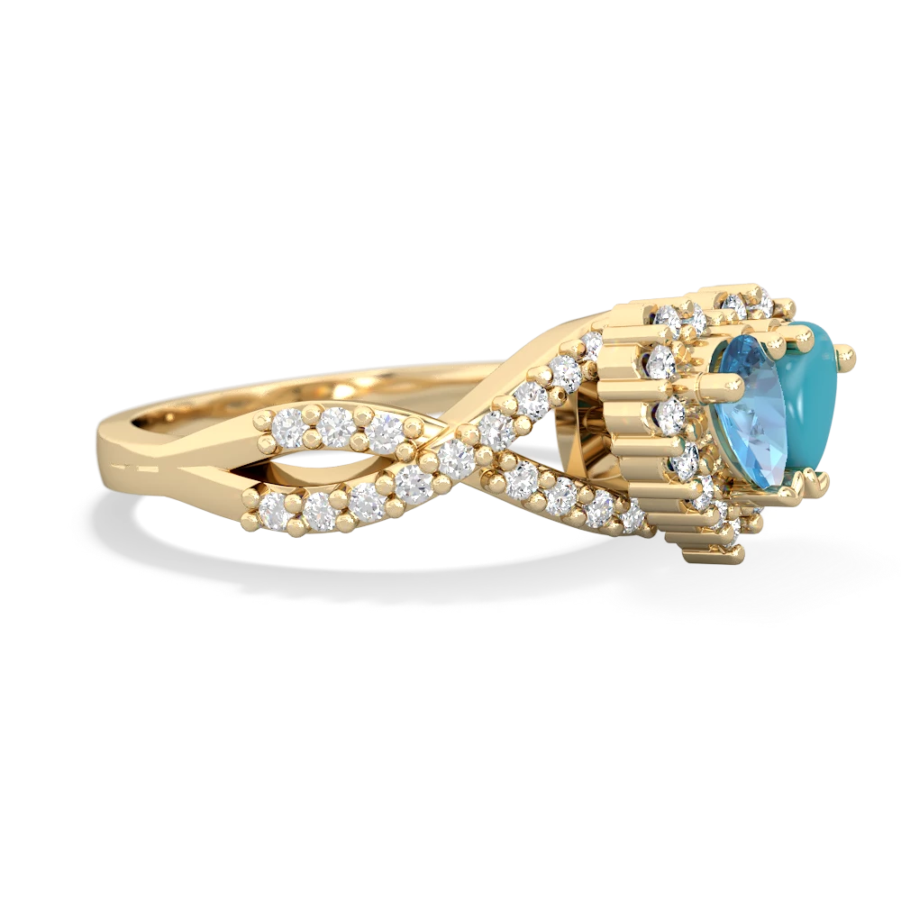 Blue Topaz Diamond Twist 'One Heart' 14K Yellow Gold ring R2640HRT