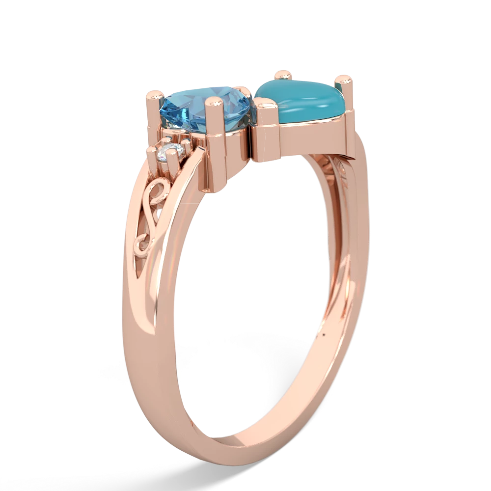 Blue Topaz Snuggling Hearts 14K Rose Gold ring R2178