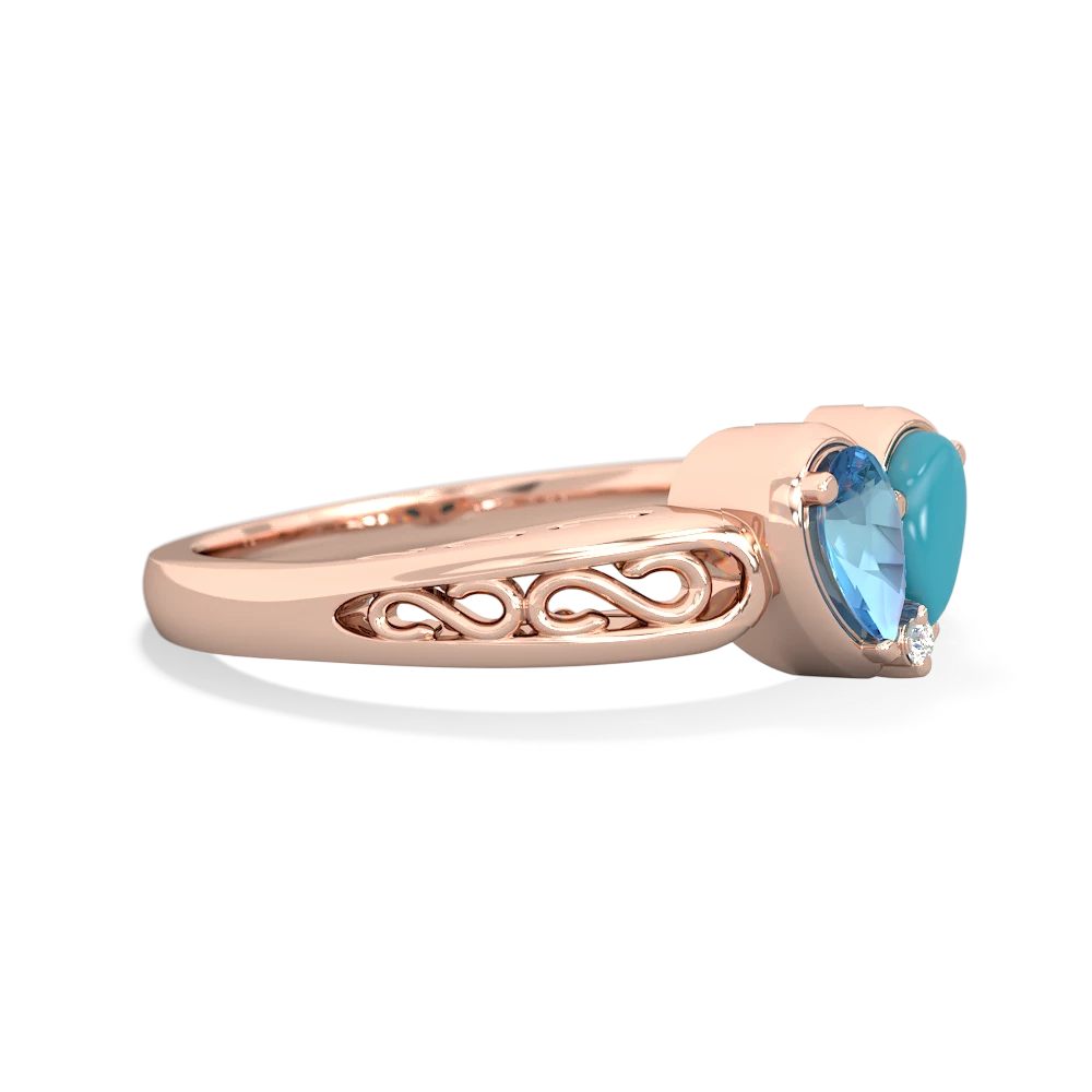 Blue Topaz Filligree 'One Heart' 14K Rose Gold ring R5070