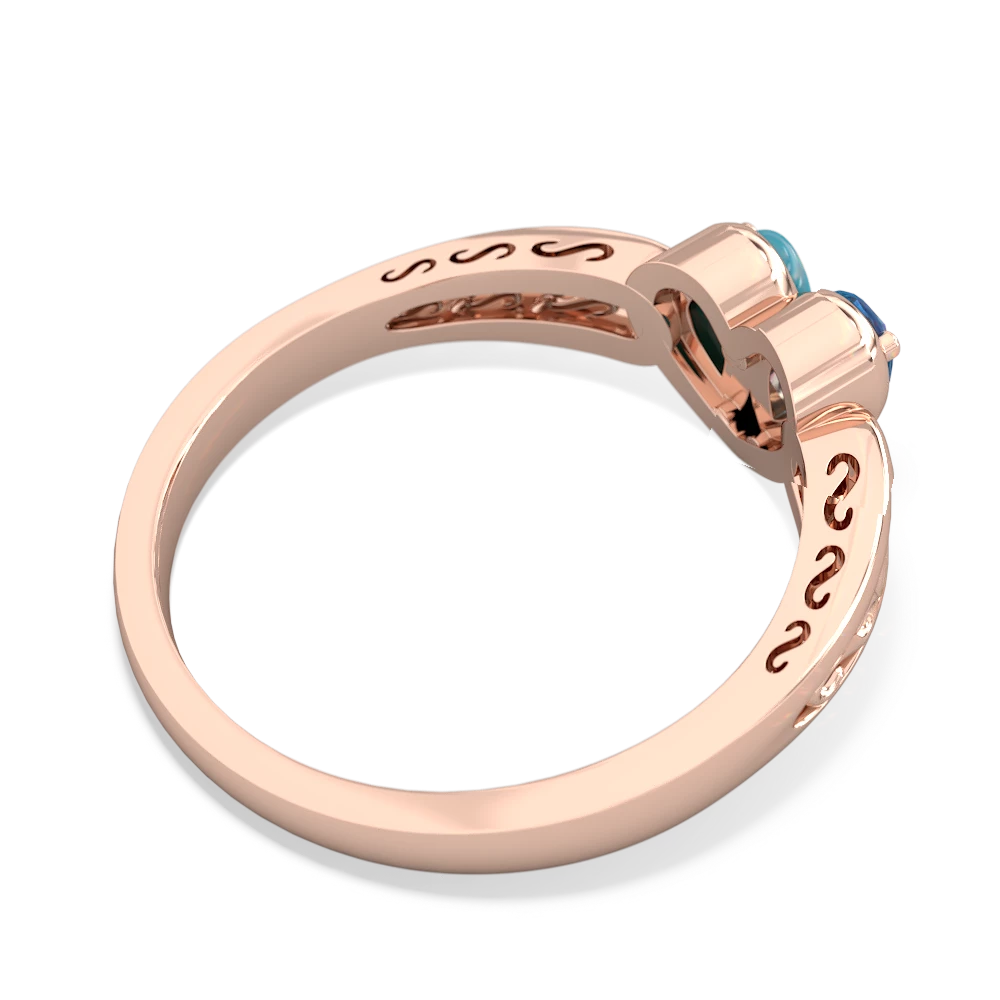 Blue Topaz Filligree 'One Heart' 14K Rose Gold ring R5070