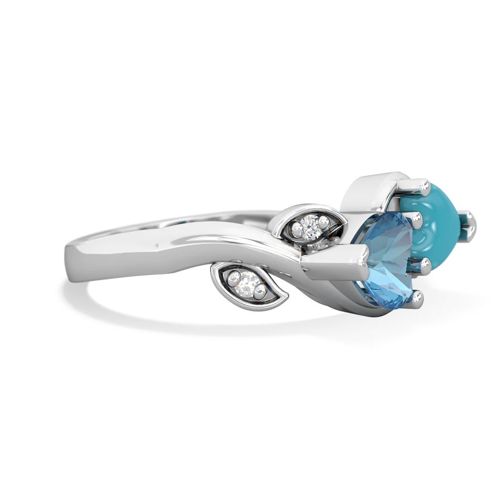 Blue Topaz Floral Elegance 14K White Gold ring R5790