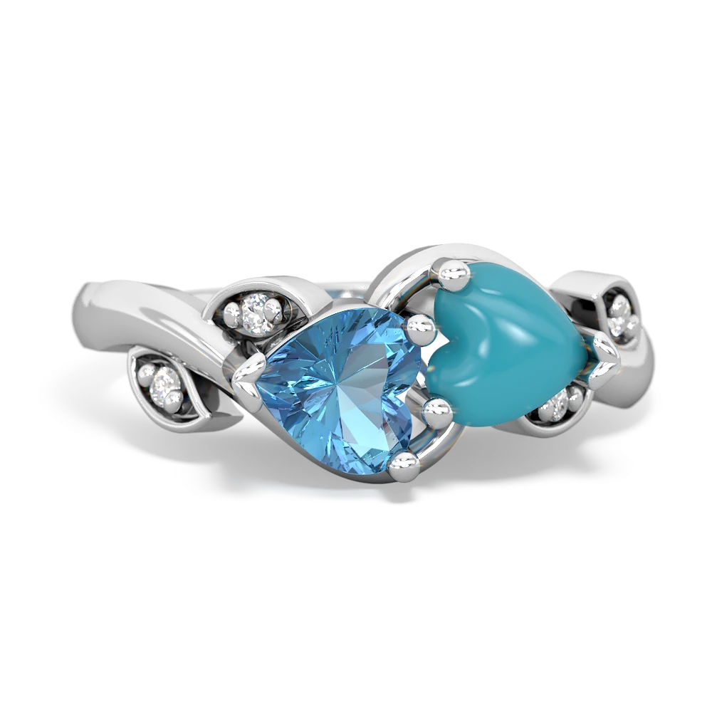 Blue Topaz Floral Elegance 14K White Gold ring R5790