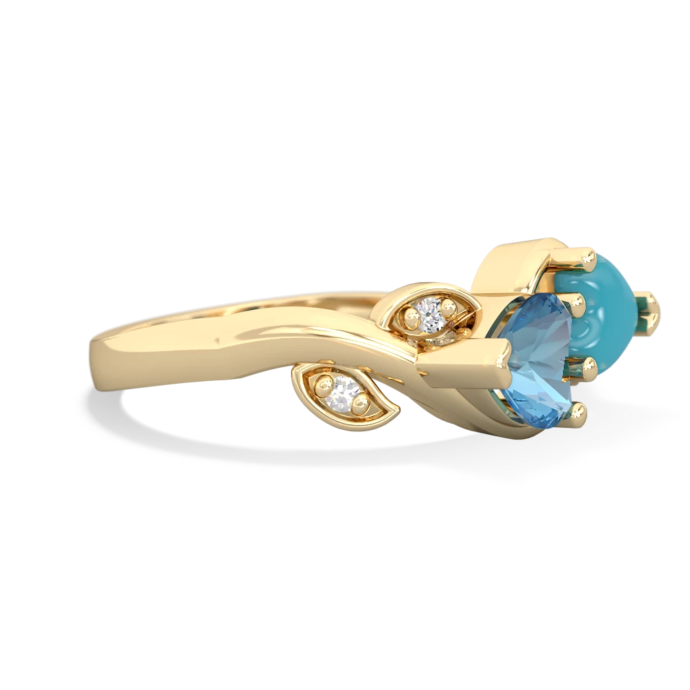 Blue Topaz Floral Elegance 14K Yellow Gold ring R5790