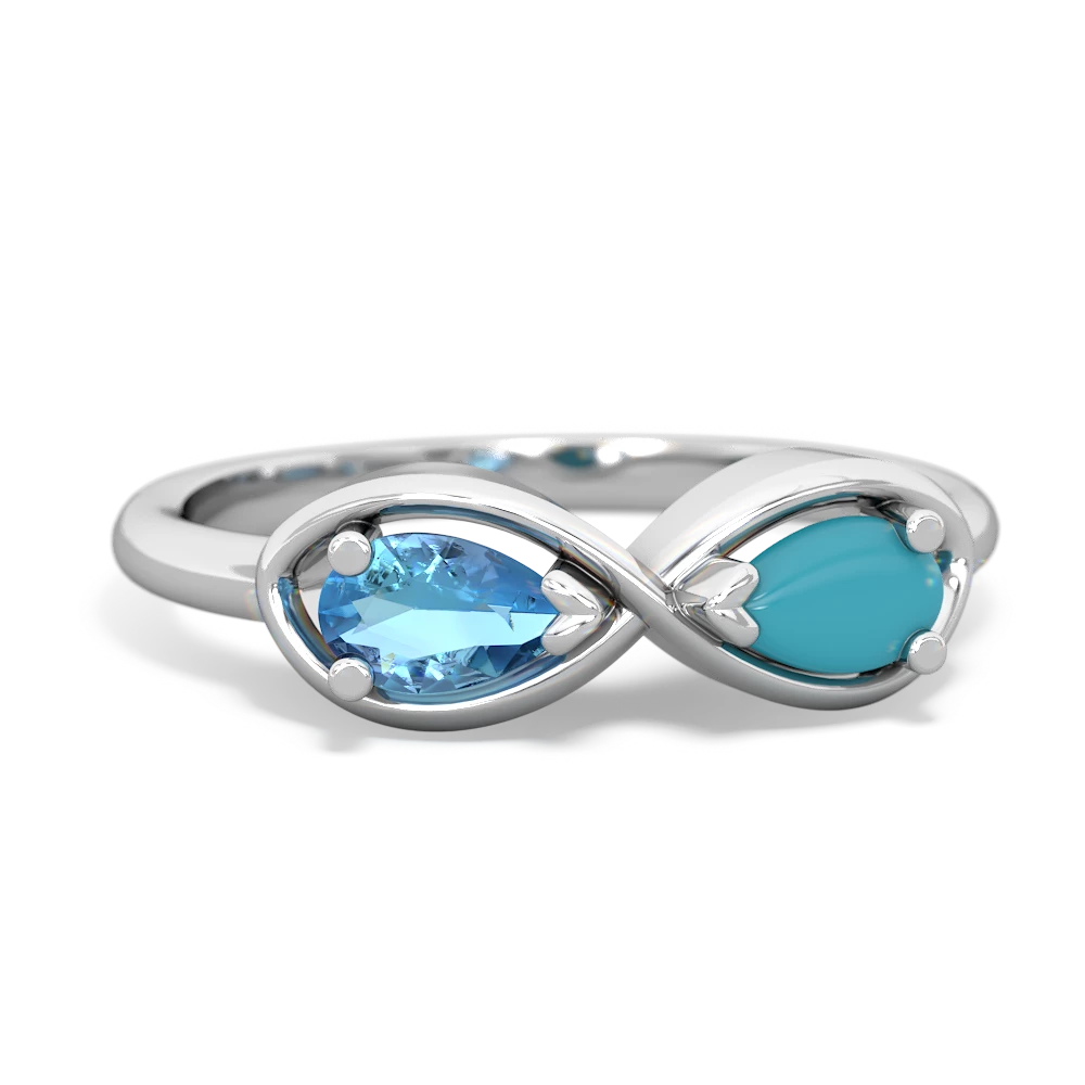 Blue Topaz Infinity 14K White Gold ring R5050